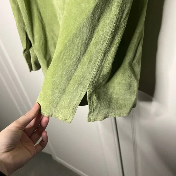 Vintage Y2K Green Suede Leather Button Down Shirt - Picture 14 of 14